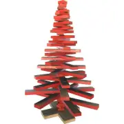 6FT Redwood Slat Christmas Tree Wooden Stand Included Wood Boards Painted Red