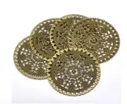 20Pcs Filigree Round Connectors Antique Bronze Color Charms DIY Jewelry Findings
