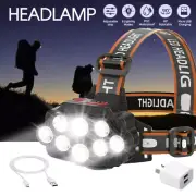 1x USB Rechargeable Head Light 8 LED Headlight Head Lamp Waterproof Head Torch