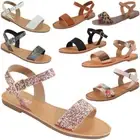 NEW Women's Single Band Open Toe Buckle Mary Jane Ankle Strap Flat Sandal Shoes