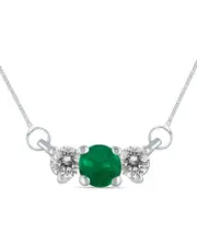 14K 0.35 ct. tw. Diamond & Emerald Necklace