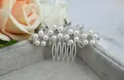 Silver Rhinestone & Pearl Hair Comb Wedding Hair Comb Bridal Hair Barrette