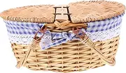 BESPORTBLE Woven Storage Basket with Lid Multi Purpose Wicker Egg Basket for Household Use Picnic and Organizing Durable Easy to Use