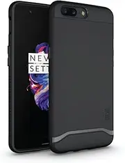 [TUDIA] DualShield Designed for OnePlus 5 Case, [Merge] Shockproof Military Grade Slim Dual Layer Hard PC Soft TPU Protective Cover for OnePlus 5 Cases - Matte Black