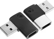 2pcs Adapter Elbow Converters Plug Converter Type-c Converter USB Adaptor Type- USB Converting Device Data Converter USB Charging Converters USB 3. 0 Connector Aluminum Shell Black
