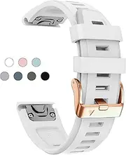 Quickfit 20mm Watch Band for Garmin fenix 5s 6s 7s Pro Solar - Rose Gold Buckle - Soft Silicone Wristband Replacement for Garmin Epix Pro Gen 2 42mm Descent Mk2s/3/3i