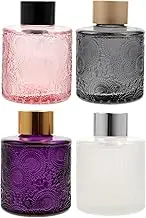 Cabilock 4Pcs Embossed Perfume Containers Elegant Decorative Aroma Bottles for Home Decor Unique Glass Diffuser Bottles for Bedroom present for Any Occasion