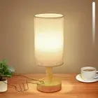 Rechargeable Cordless Touch Table Lamp with Stepless Dimming,Natural Wood Bas...