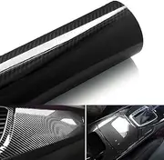 6D Carbon Fiber Vinyl Film Car Wrap Film 60" X 12" Self Adhesive Waterproof Bubble Free Black for Appearance and Interior of Cars, Motorcycles, Computers, Table