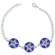GlassOfVenice Murano Glass Millefiori Silver Disks Bracelet - Blue