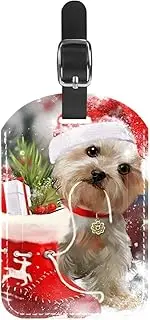 [WOSHJIUK] Luggage Tags,2 Pack Labels Suitcase Tags,Christmas Shihtzu Dog,Luggage Tags Privacy Protection Travel Bag Tag