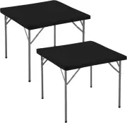 Square Fitted Tablecloth 34X34 Inch-2 Pack Black Elastic Spandex Table Cover