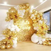 135Pcs White And Gold Balloon Garland Arch Kit For Birthday Parties Anniversaries Weddings Indoor And Outdoor Decorations