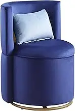 SPOFLYINN Swivel Accent Chair with Storage Velvet Round Barrel Chair with Metal Base Swivel Lounge Club Chair for Living Room Bedroom Nursery Room Blue