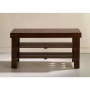 Cherry Finish Wooden Shoe Bench Solid Wood Organizer Storage Rack Entryway Shelf