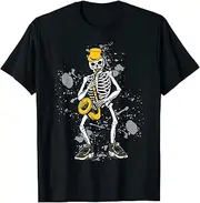 [keoStore] Skeleton Playing Saxophone Funny Halloween Costume Dancing ds1783 T-Shirt
