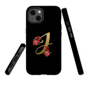 For Apple iPhone 13 Case, Armour Back Cover, Embellished Letter J