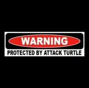 Funny "PROTECTED BY ATTACK TURTLE" window, door decal BUMPER STICKER sign, sea