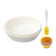 Set Baking Paper Liners Air Fryer Paper Liners With Silicone Brush Baking Cup f54