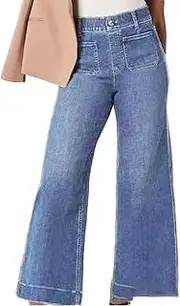 [Zrfjfgksw] Curvachic Jeans, Curvachic Tummy Control Cropped Wide-Leg Jeans, High Waisted Straight Leg Stretchy (Light Blue-Lengthened,XS)
