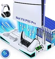 PS5 Stand, PS3 Slim Cooling Station with 3-Level Cooling Fan, RGB PS5 Slim Stand with Controller Charging Station for Playstation 3 Console, PS5 Accessories for PS3 Skins with 3 Charger Port