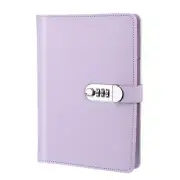 A5 Diary with Lock,Journal with Lock Cute Leather Binder Refillable Paper,Purple