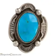 Navajo Native American Kingman Turquoise Ring Size 7 by Tom SKU228041