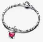 Pandora Charm Bracelet W/ Red Heart Murano Glass charm included as pic.7.5