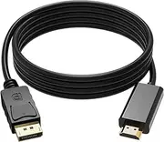 1.8m Display Port To HDMICable – High-Definition 4K Male Connection Cord | Fast Data Transfer For Monitors, Laptops, Desktops, Reliable Video Adapter Cable, Long Computer Replacement Part Men And Wome