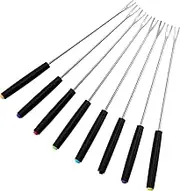 8 Pack Stainless Steel Fondue Forks 10 Inches Fondue Sticks with Heat Resistant Handle Color Coded Fondue Forks Fondue Set for Chocolate Fountain Cheese Roast Dessert Fruits