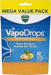 Vicks VapoDrops Butter Menthol Lozenges, 42 Count