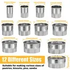 12Pcs Biscuit Cutter Set Stainless Steel Round Cookie Cutters Assorted yii
