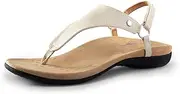 [DREAM PAIRS] Women's Flat Sandals Arch Support Orthopedic Comfortable Soft Cushion Summer T-Strap Walking Thong Sandals