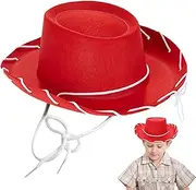 Kids Wide Brim Non-Woven Fabric Cowboy Hat With String - Solid Color Western Hat for Dress Up, Halloween, Xmas Party