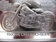 1.4-OZ.999 PURE SILVER BAR INGOT 1960 74 OHV DUO HARLEY DAVIDSON 90TH ANNIV+GOLD