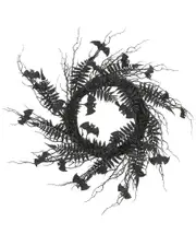 National Tree Company 24 Halloween Black Fern and Bats Wreath