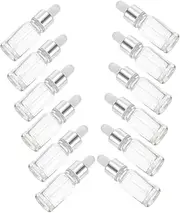 DRESSOOS 12Pcs Reusable Glass Dropper Bottles Light Leak Essential Oil Storage Wear Resistant Portable Containers for Travel and Home Use with Ring and Tip