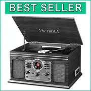 Nostalgic 3-Speed Turntable with Bluetooth, CD Player & Built-in Speakers - Grey