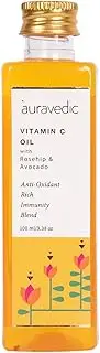 Auravedic Vitamin C Oil 100 Ml Face Serum with Vitamin C/Vitamin E Oil/Avocado Oil/Grapeseed Oil/Hyaluronic Acid/Almond Oil for Skin/for Face/Body for Women/Men (Paraben Free)