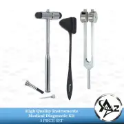 3 Pcs Precision Reflex Diagnostic Kit Taylor Hammer, Tuning Fork, & Buck Hammer