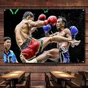 Muay Thai VS Boxing Art Poster Wall Charts, Combat Sports Wall Art Decoration Banner Wall Hanging Flag For Gym Fighting Hall C3