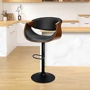ALFORDSON Bar Stool Adjustable Kitchen Barstool Trice Swivel Counter Dining Chair in 61-82cm Seat Height with Anti-Slip Floor Protector for Home Bar Dining Room Cafe Shops (All Black)