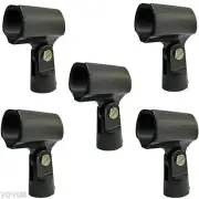 5 PACK LOT small condenser plastic mic microphone stand clips holder BLACK