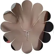 [W WEILIRIAN] Boho Crystal Bow Necklace Silver Bow Pendant Necklace Bows Tie Choker Necklace Bows Key Chain Necklace Jewellery for Women, The actual object shall prevail, Metal, Artificial gemstone