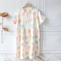 在飛比找ETMall東森購物網優惠-夏季涼爽純棉雙層紗甜美寬松睡裙