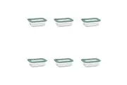 6PK Ecology Store Rectangle Clear Glass Food Storage Container 370ml Eucalyptus