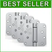 Self-Closing Door Hinges 4-Pack - Rust-Resistant Chrome with Adjustable Tension