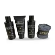 4pc Men's Republic Shower Cleansing Gel w/Carry Bag Body Facial Grooming Kit