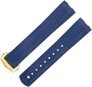 [GUMMMY] 20mm For Omega Strap FKM Fluorous Rubber Curved End For Seamaster 300 Diving Stainless Fold Buckle Replacement WatchBands