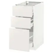 METOD base cabinet with 3 drawers, white Maximera/Veddinge white, 40x60x80 cm